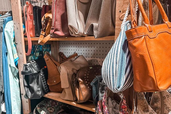 Selection of purses available at the C.A.R.E. ReUse Store